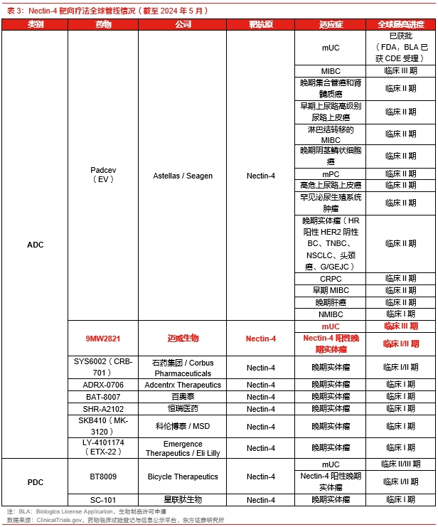 Nectin-4 靶向療法全球管線情況